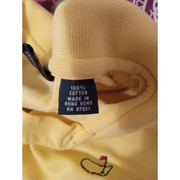 Vintage Masters Golf Polo Shirt Yellow Made in Hong Kong Mens Augusta SZ Med - Picture 6 of 8